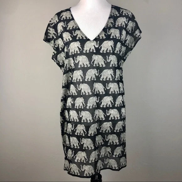 J. Crew Tissue Tunic Elephant Print Swim Coverup S - Picture 2 of 7